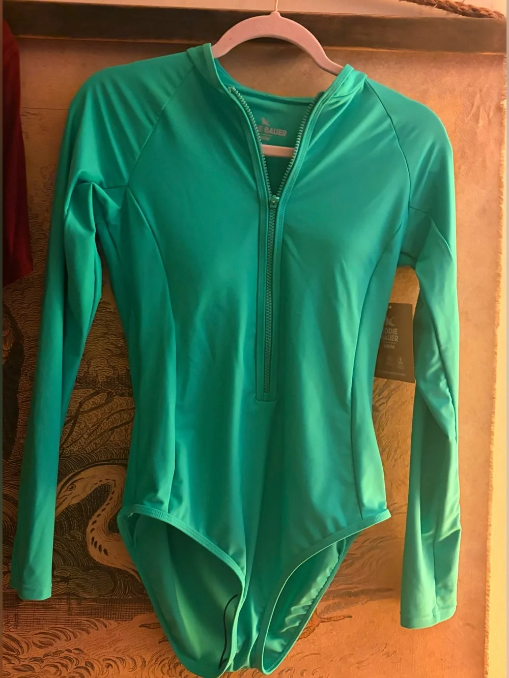 * New Eddie Bauer Seabreeze Teal Long-Sleeve Swimsuit SZ Medium Retail $100 *